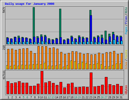 Daily usage for January 2008