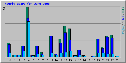 Hourly usage for June 2003