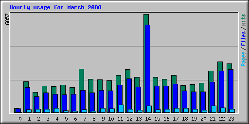 Hourly usage for March 2008