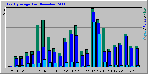 Hourly usage for November 2008